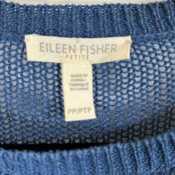Eileen Fisher Cobalt Blue Organic Open-Weave Crewneck Sweater women’s Size XS‎ - Picture 3 of 11